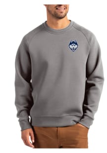 Cutter and Buck UConn Huskies Mens Graphite Roam Long Sleeve Crew Sweatshirt