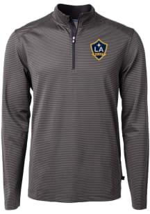 Cutter and Buck LA Galaxy Mens Black Virtue Eco Pique Stripe Big and Tall Qtr Zip