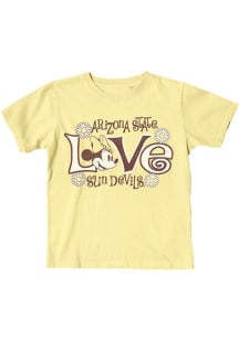 Blue 84 Arizona State Sun Devils Girls Yellow Floral Minnie Short Sleeve Tee