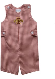 Vive La Fete Iowa State Cyclones Baby Cardinal Gingham Overalls