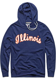 Charlie Hustle Illinois Fighting Illini Mens Navy Blue Vintage Script Fashion Hood