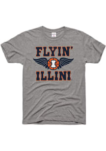 Charlie Hustle Illinois Fighting Illini Grey Tourney Flyin Illini Short Sleeve Fashion T Shirt