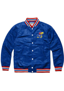 Charlie Hustle Kansas Jayhawks Mens Blue Script Varsity Jacket Light Weight Jacket