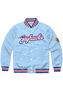 Charlie Hustle Kansas Jayhawks Mens Light Blue Script Varsity Jacket Light Weight Jacket