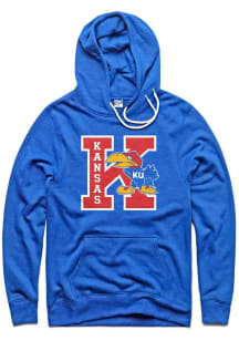 Charlie Hustle Kansas Jayhawks Mens Blue Retro Block Fashion Hood