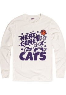 Charlie Hustle K-State Wildcats White Vintage Logo Basketball Long Sleeve T Shirt