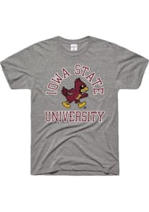 Charlie Hustle Iowa State Cyclones Grey Vintage Mascot Short Sleeve Fashion T Shirt