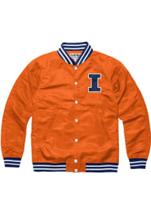Charlie Hustle Illinois Fighting Illini Mens Orange Varsity Light Weight Jacket