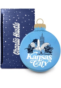 Kansas City Fountains Glass Ornament - Blue