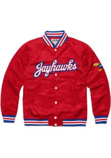 Charlie Hustle Kansas Jayhawks Mens Red Varsity Light Weight Jacket