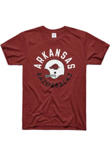 Charlie Hustle Arkansas Razorbacks Cardinal Helmet Vintage Triblend Short Sleeve Fashion T Shirt