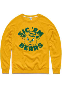 Charlie Hustle Baylor Bears Mens Gold Sic 'Em Long Sleeve Crew Sweatshirt