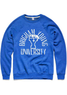 Charlie Hustle BYU Cougars Mens Blue Monogram Arch Long Sleeve Crew Sweatshirt