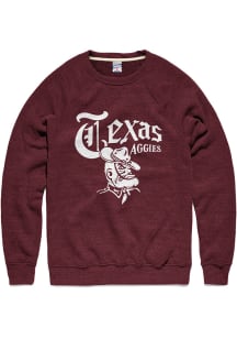 Charlie Hustle Texas A&M Aggies Mens Maroon Pennant Long Sleeve Crew Sweatshirt