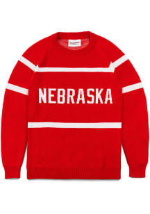 Charlie Hustle Nebraska Cornhuskers Mens Red Collegiate Long Sleeve Sweater