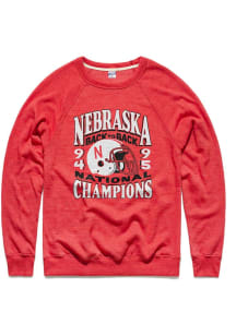 Charlie Hustle Nebraska Cornhuskers Mens Red Back To Back Champs Long Sleeve Crew Sweatshirt