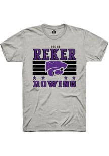 Regan Reker K-State Wildcats Ash NIL Striped Short Sleeve Player T Shirt