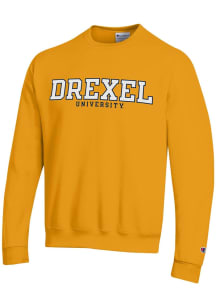 Champion Drexel Dragons Mens Gold Powerblend Long Sleeve Crew Sweatshirt