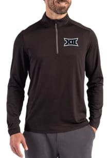 Cutter and Buck Big 12 Mens Black Coastline Long Sleeve Qtr Zip Pullover