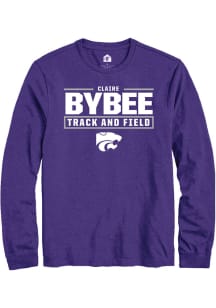 Claire Bybee K-State Wildcats Purple NIL Stacked Box Long Sleeve Player T Shirt