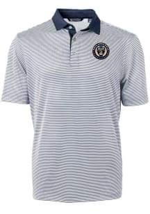 Cutter and Buck Philadelphia Union Navy Blue Virtue Eco Pique Micro Stripe Big and Tall Polo