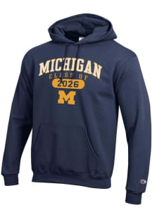 Champion Michigan Wolverines Mens Navy Blue Class of 2026 Powerblend Long Sleeve Hoodie