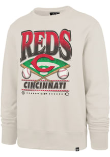 47 Cincinnati Reds Mens White Straight Shot Two Headline Long Sleeve Crew Sweatshirt