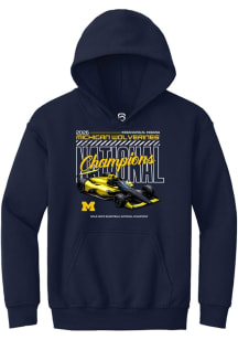 Summit Sportswear Michigan Wolverines Youth Navy Blue MBB National Champs 2026 Indy Long Sleeve Ho..