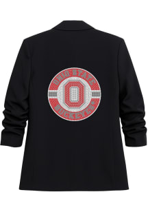 Ohio State Buckeyes Womens Black Circle Decal Blazer Ruched Medium Weight Jacket