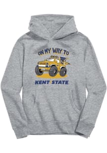 Vive La Fete Kent State Golden Flashes Toddler Grey On My Way Long Sleeve Hooded Sweatshirt