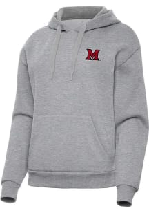 Antigua Miami RedHawks Womens Grey Victory Hooded Sweatshirt
