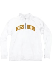 Blue 84 Missouri Tigers Womens White Sanded Fleece Qtr Zip