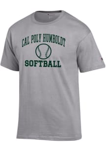 Champion Cal Poly Humboldt Lumberjacks Grey Softball Jersey Short Sleeve T Shirt