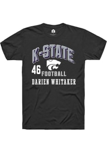 Darien Whitaker K-State Wildcats Black Football NIL Arch Logo Short Sleeve Player T Shirt
