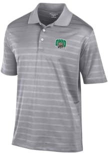 Champion Ohio Bobcats Mens Grey Embroidered Textured Solid Short Sleeve Polo