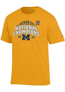 Champion Michigan Wolverines Yellow MBB National Champs 2026 Jersey Short Sleeve T Shirt