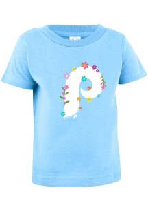 Philadelphia Phillies Infant Girls Floral Primary Logo Short Sleeve T-Shirt Light Blue