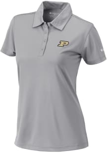 Columbia Purdue Boilermakers Womens Grey Heat Seal Birdie Short Sleeve Polo Shirt