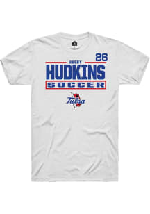 Avery Hudkins Tulsa Golden Hurricane White NIL Stacked Box Short Sleeve Player T Shirt