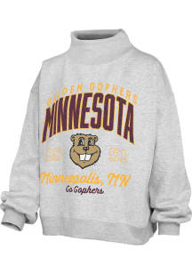 Pressbox Minnesota Golden Gophers Womens Ash Lingo Mock Neck Crew Sweatshirt