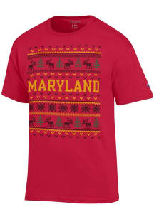 Champion Maryland Terrapins Red Christmas Short Sleeve T Shirt