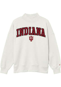 Indiana Hoosiers Womens Oatmeal Diana Mock Neck Crew Sweatshirt