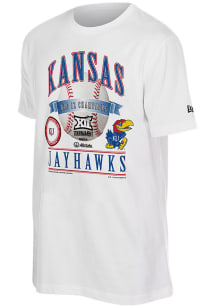 New Era Kansas Jayhawks White 2026 Big 12 Baseball Tournament Champions Locker Room Short Sleeve F..