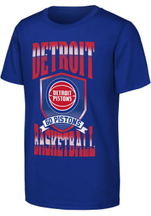 Detroit Pistons Youth Blue Big Shield Short Sleeve T-Shirt