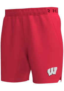 Under Armour Wisconsin Badgers Mens Red Embroidered Shorts