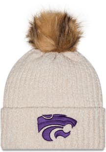 New Era K-State Wildcats White Cuff Pom Womens Knit Hat