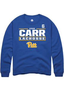 Aidan Carr  Rally Pitt Panthers Mens Blue NIL Stacked Box Long Sleeve Crew Sweatshirt
