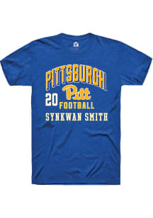 Synkwan Smith Pitt Panthers Blue Football NIL Arch Logo Short Sleeve Player T Shirt