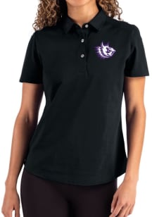 Cutter and Buck TCU Horned Frogs Womens Black Vault Advantage Short Sleeve Polo Shirt