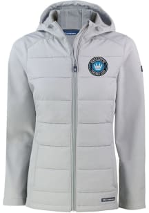 Cutter and Buck Charlotte FC Womens Grey Evoke Hood Heavy Weight Jacket